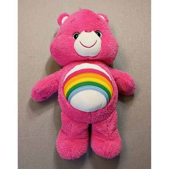 Care Bears Cheer Bear Plush 2018 Pink Rainbow 19" Long - Picture 1 of 8